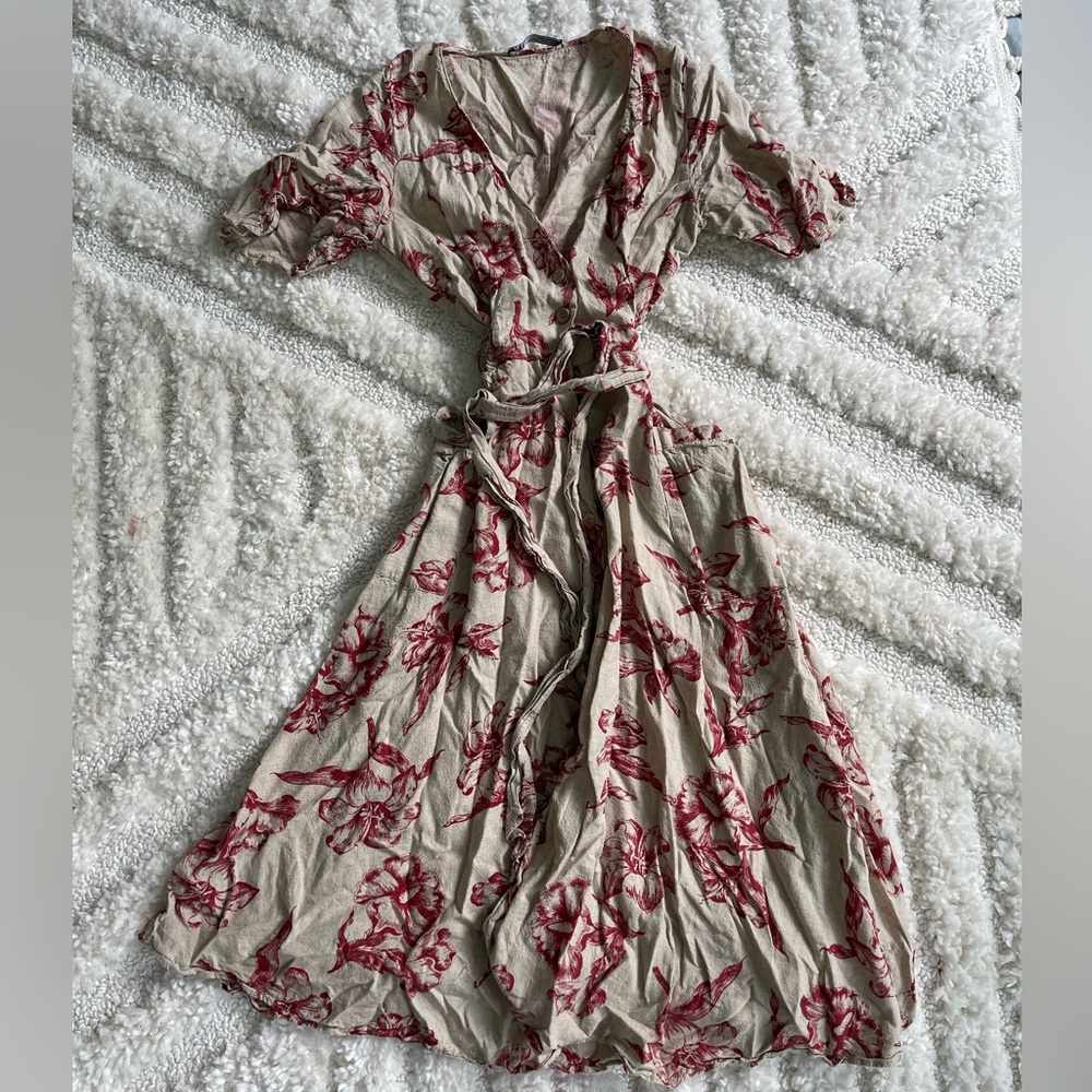 Zara || Red Floral Dress || Sz Small